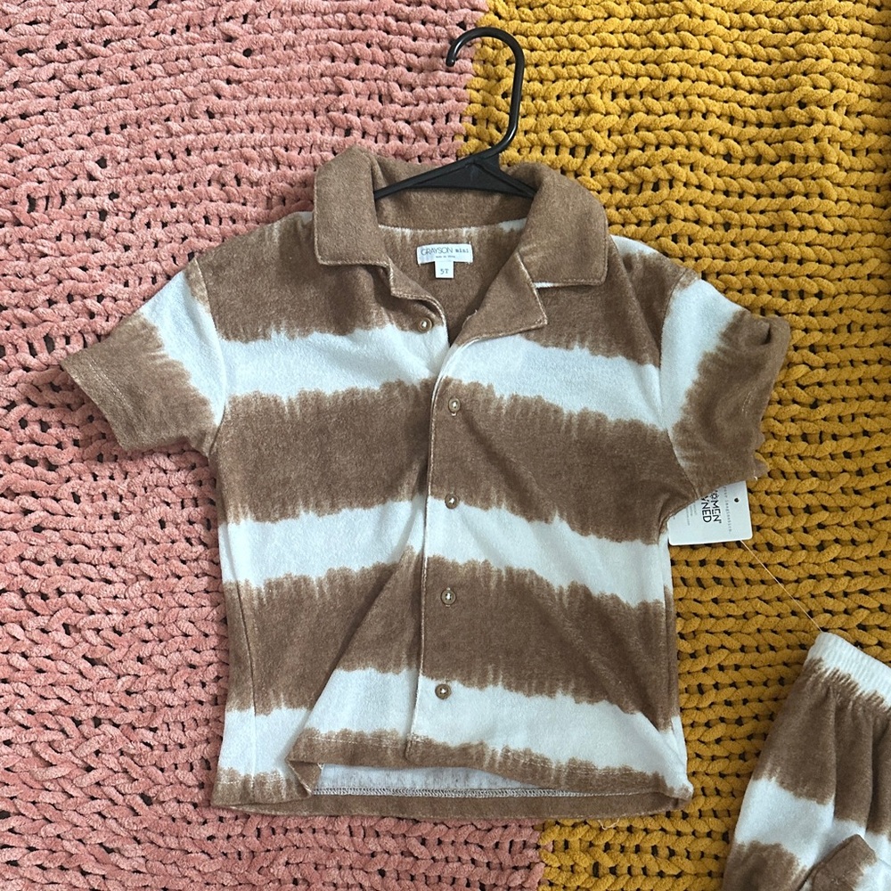 Brown and White Kids Matching Set - Picture 2 of 5